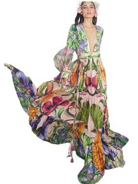 EUC Limerick by Abirr n' Nanki Floral Printed Silk Dress (S)